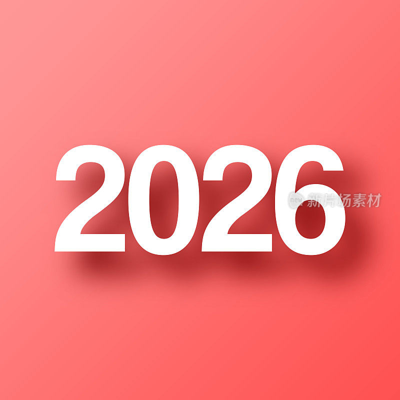 2026年- 2026年。图标在红色背景与阴影